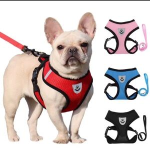 Comfort Mesh Dog Harness with Leash - Red